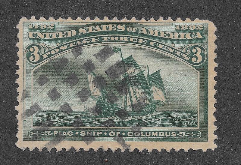 232 Used,  3c. Columbian,   scv: $15