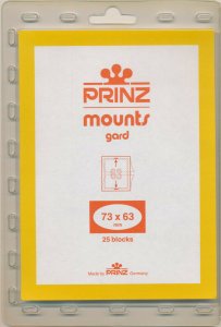 Prinz Scott Stamp Mount 73/63 mm - BLACK - Pack of 25 (73x63  63mm)  PRECUT  913