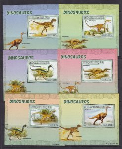 Mozambique 2007 Dinosaurs 6 S/Sheets Deluxe Edition MNH