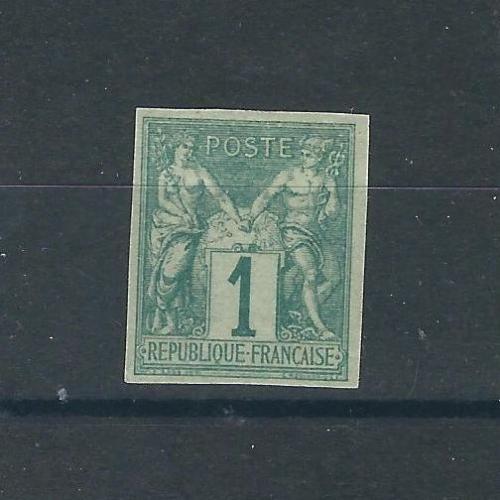 French Colonies 24 Y&T 24 1 c Green MLH VF 1877 SCV $35.00