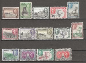 NYASALAND 1945/47 SG 144/157 USED