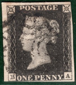 GB PENNY BLACK QV SG.2 1840 1d Plate 5 (BA) *STATE 2* Spec AS28 Cat £700+ HPR5