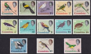 Sc# 175 / 187 Gambia 1967 QE portrait type, birds complete set MLH CV $65.20