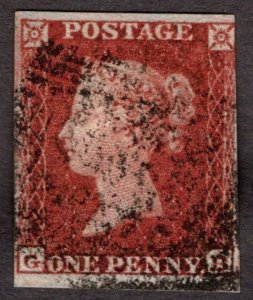 1841, Great Britain 1p, Penny Red, Used, Sc 3