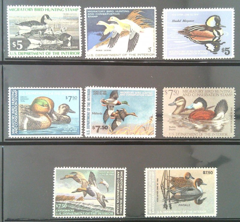 Scott #RW43-50 - VF - Hunting Permit Stamp Lot - Mixed OG & MNH - 1976-83