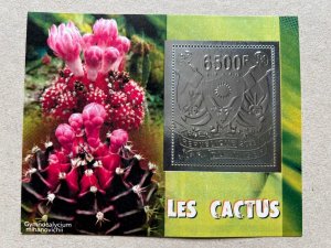 Stamps. Plants, Cactus 2023 year 5 blocks Foil Silver. perforated NEW