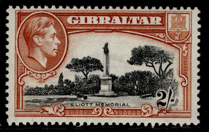 GIBRALTAR GVI SG128b, 2s black & brown, NH MINT. Cat £13.