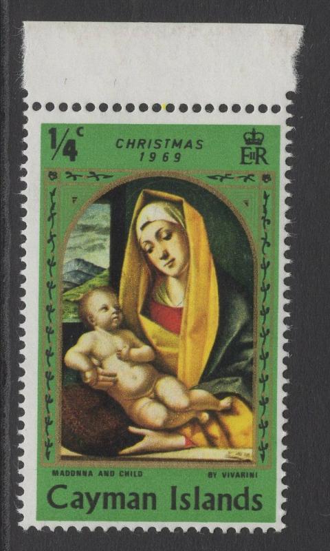 CAYMAN ISLANDS SG255w 1969 CHRISTMAS ¼c WMK INVERTED MNH