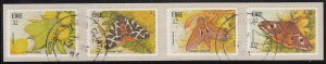 Ireland 1994 used Sc #938a Strip of 4 Moths self-adhesives