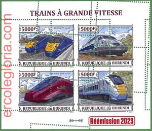 B1245 - BURUNDI - MISPERF ERROR Stamp Sheet - 2023 - TRANSPORT, Trains-