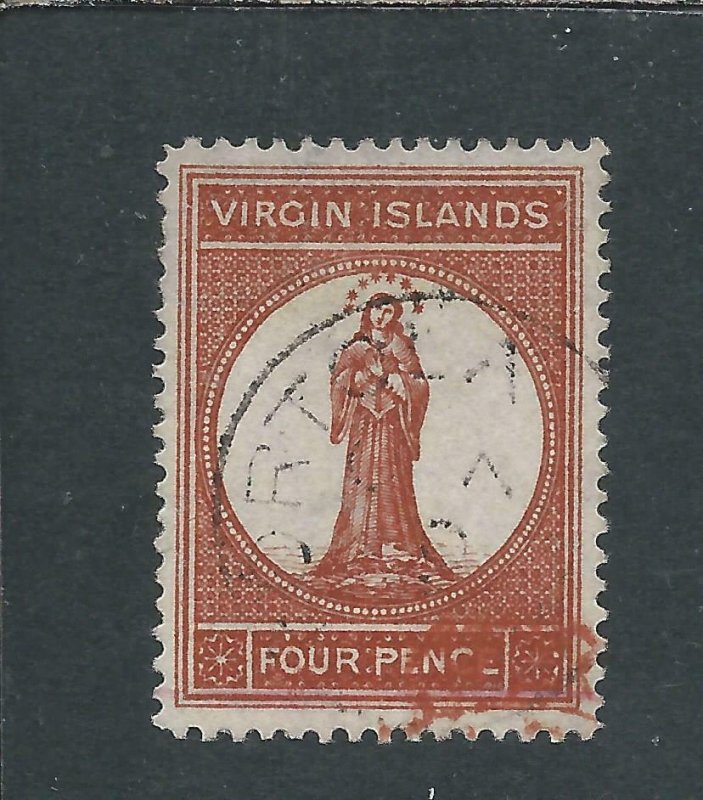 BRITISH VIRGIN IS 1887-89 4d BROWN-RED FU SG 37 CAT £70