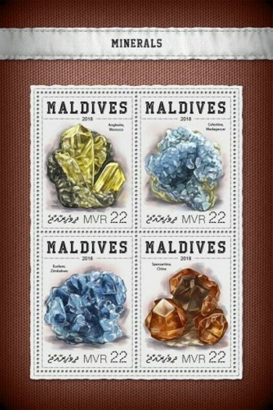 Maldives - 2018 Minerals on Stamps - 4 Stamp Sheet - MLD18402a