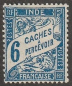 French India, stamp, Scott#J13,  mint, hinged,  6 caches,