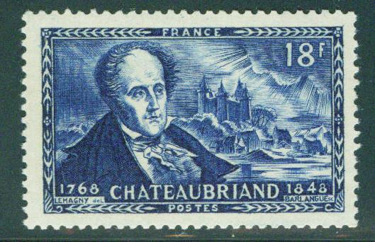 France Scott 603 MNH** 1948 Chateaubriand stamp