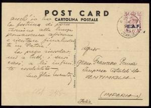 a0790  - E.A.F. SOMALIA  BRITISH OCCUPATION - Postal History - STAMP ON POSTCARD