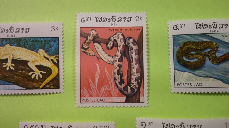 Laos 1984 Reptiles Issue Scott# 584-590 Complete Mint XF NH set of 7