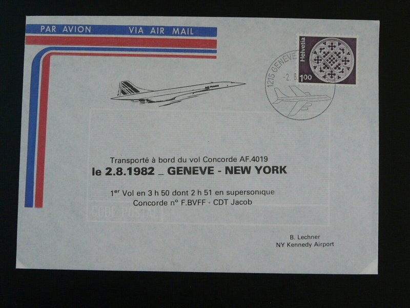 Concorde first flight cover Geneve New York Switzerland 1982