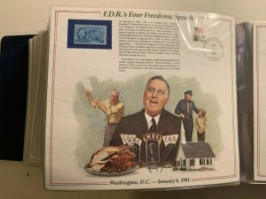 the history of American stamp panel: F.D.R.'s Four Freedoms Speech