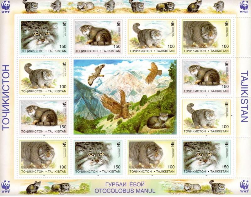 Tajikistan 1996 WWF PALLAS CATS Mini Sheets (3) Perforated Mint (NH)