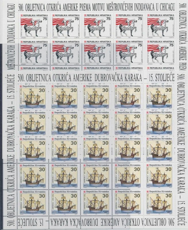 1992 Europa Cept Croatia 2 Mini-Sheets' Off Dell'America  MNH