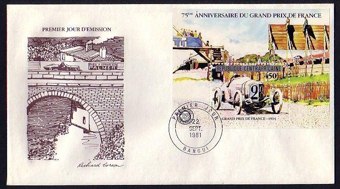 Central Africa, Scott cat. 475. Grand Prix s/sheet. First Day Cover. ^