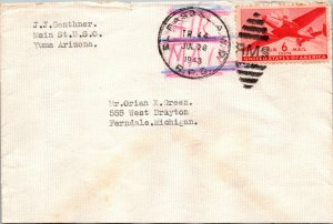 1943 El Paso & L.A.W.D. RPO Railroad Post Office Cancel ( Postal History ), 1943