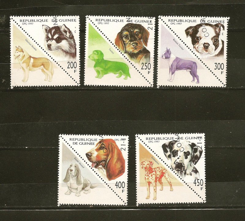 Republic of Guinea SC#1673-1677 Dogs 1997 Part Set of 5 CTO