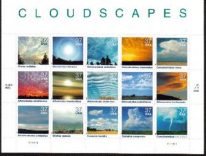 US #3878, 37c Clouds,  Sheet-VF mint never hinged, Fresh Sheet