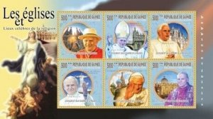 Guinea - Churches & Pope 6 Stamp  Sheet  7B-1286
