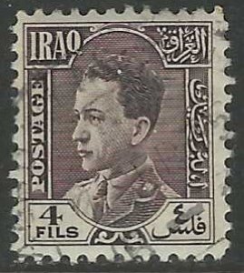 IRAQ 1934-38 4f Purple Brown KING FAISAL II Portrait Issue Sc 64 SG 175 VFU