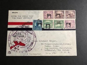 1929 USA Graf Zeppelin Airmail Cover Lakehurst NJ Round the World Flight FFC