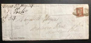 1856 England East India Company Letter Cover To Dalston