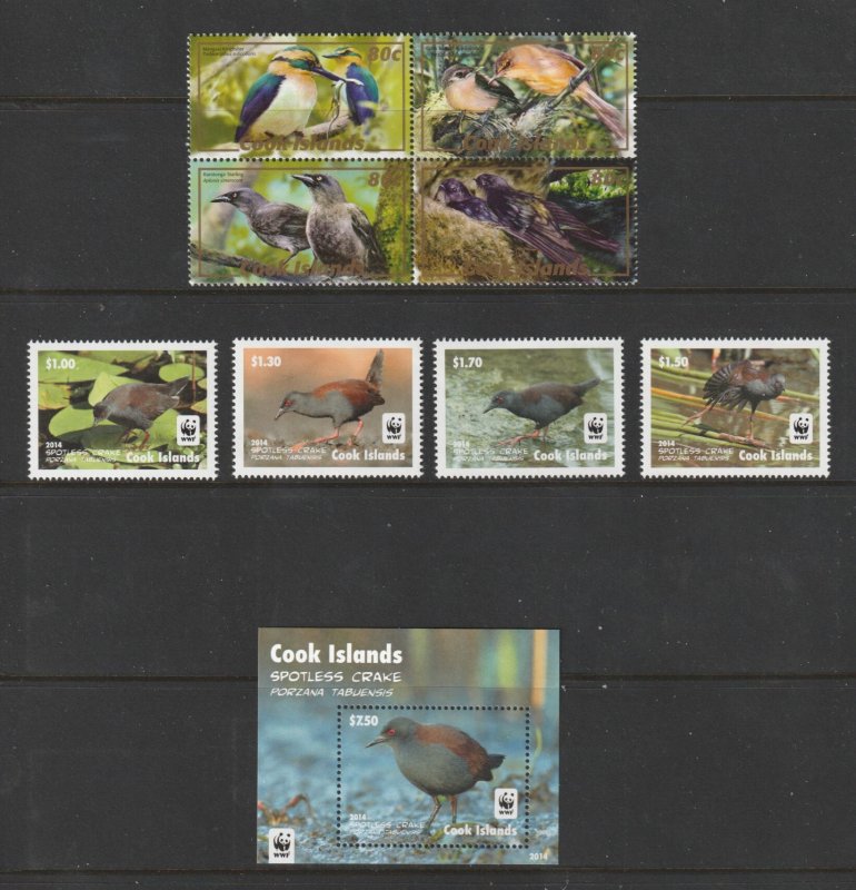 Cook Is a set,block & mini sheet all MNH bird theme