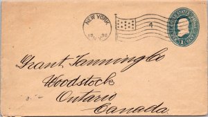 1898 - 1c Embossed Stamp - Flag Cancel - New York, Ny - J1715