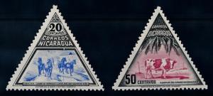[65581] Nicaragua 1947 Horses Cow Triangle From Set MLH