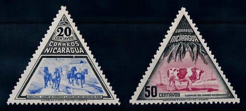 [65581] Nicaragua 1947 Horses Cow Triangle From Set MLH