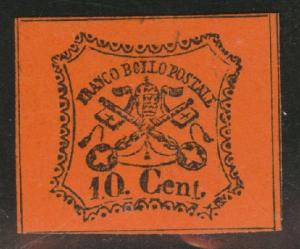 Roman or Papal States Scott 15 MNG 1867 Glazed Paper Imperf