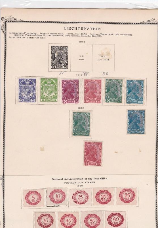 liechtenstein early stamps  on album page ref r11444