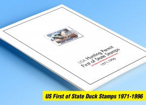 COLOR PRINTED USA FIRST OF STATE DUCK 1971-1996 STAMP ALBUM PAGES (57 ill. pgs)