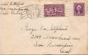 United States California Santa Barbara 1935 roller  3c Washington and 10c Mot...