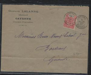 FRENCH GUIANA  (PP2709B) 1907 COVER FROM CAYENNE, GUYANE TO FRANCE