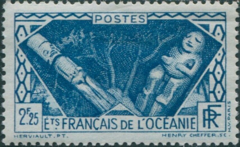 French Oceania 1934 SG114 2f.25 blue Native Gods MLH