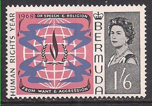 Bermuda 1968 QE2 1/6d Human Right Year SG 214 MNH ( D125 )