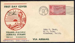 United States First Day Covers #C22-22, 1937 50c China Clipper, Espenshade ca...