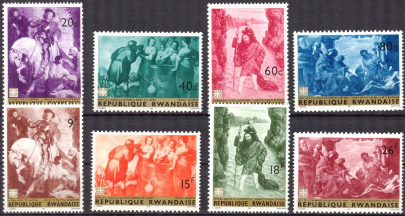 Rwanda 1967 Art Paintings Caritas Set of 8 MNH