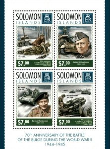 Solomon Islands 2014 - World War II, Battle of the Bulge - Sheet of 4 - MNH