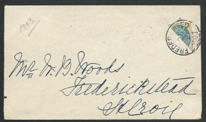 DANISH WEST INDIES 1903 4c bisected on cover Frederiksted cds .............61224 