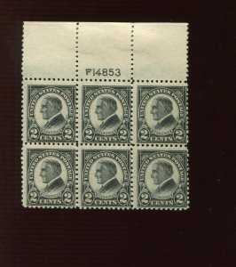 610 Harding  Mint  Plate Block of 6 Stamps  (610 PB A17)