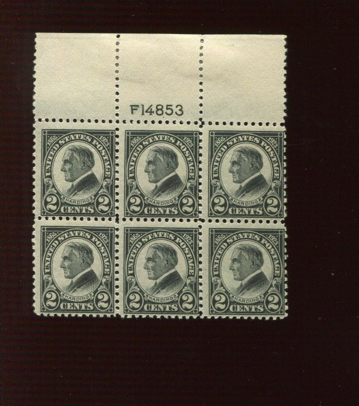 610 Harding  Mint  Plate Block of 6 Stamps  (610 PB A17)