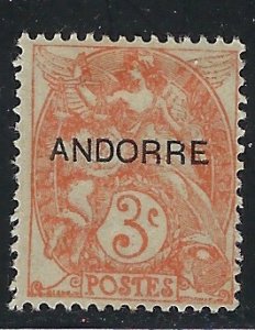 French Andorra #3 MH 1931 issue (an6098)